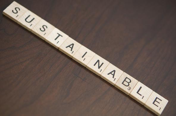 Sustainable written with scrabble bits