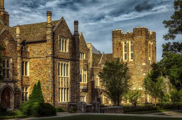 Majestic building on the Duke University campus