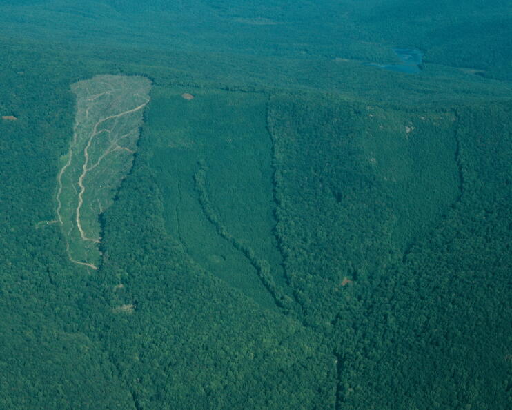 aerial view of three watersheds in mountains